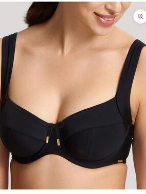 Panache Black Underwire Bikini Top with Gold Accents